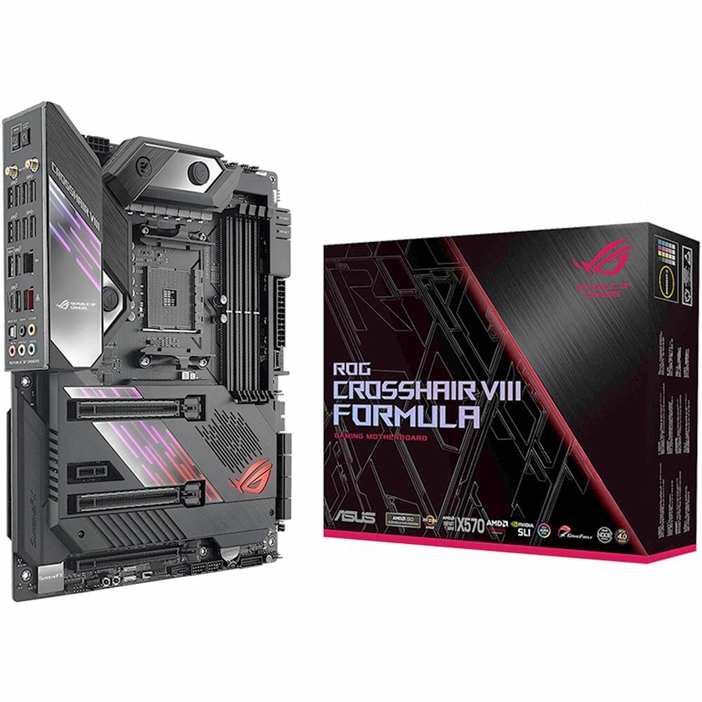 ASUS Материнская плата ASUS ROG CROSSHAIR VIII FORMULA X570 AM4 ATX 4xDDR4 3xPCIEx16 PCIEx1 2xM.2 2.5GLAN 10GLAN RTL WIFI {5} ROG CROSSHAIR VIII FORMULA