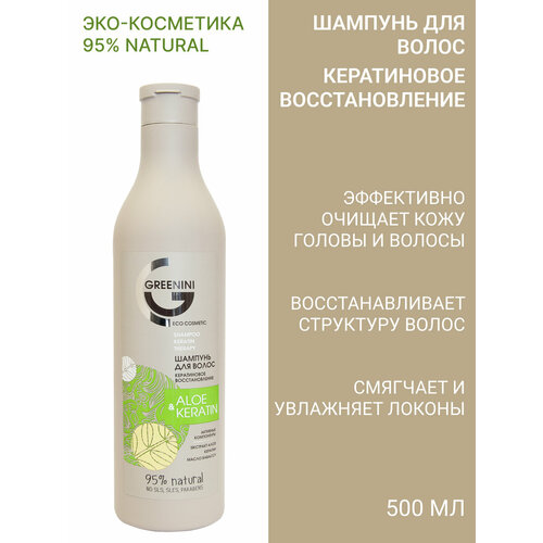 Гринини Шампунь Aloe&Keratin Кератин. восстан.500мл косметика для мамы greenini эссенция омоложение 30 мл