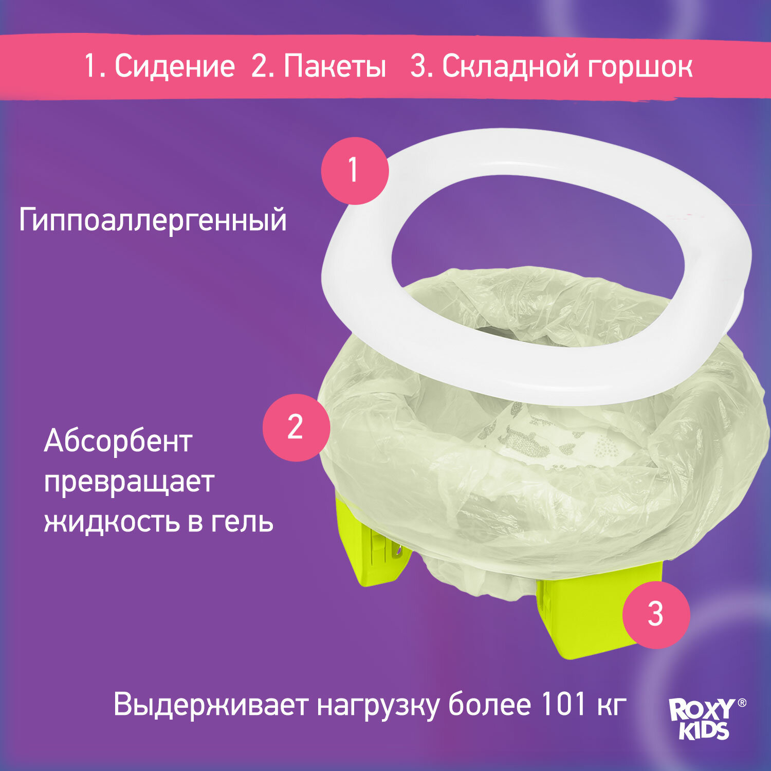 Горшок Roxy-Kids, HandyPotty дорожный и насадка на унитаз голубой - фото №7