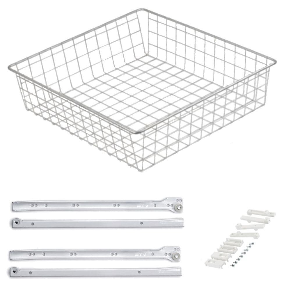 Корзина выдвижная 40III (355х485х150) в модуль 400 мм на роликовых направляющих белая