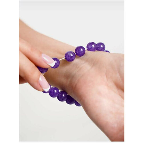 Браслет браслет на руку натуральный камень агат фиолетовый шарики 10мм