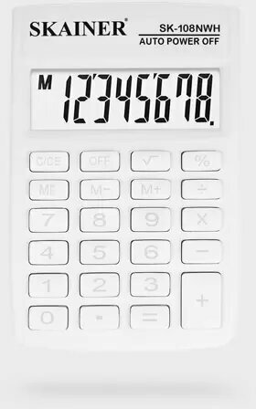 Калькулятор карманный SKAINER SK-108NWH 8 разрядов, 88х58х10мм, белый