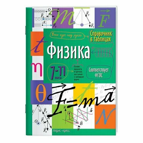 Справочник в таблицах "Физика. 7-11 класс", 16х23,5 см, 32 стр, айрис-ПРЕСС, 24961