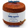 Пряжа Lana Gatto Paillettes //пряжа для вязания с пайетками// Полиэстер: 100% Цвет:8600, Золото / бежевый (3 мотока) - изображение