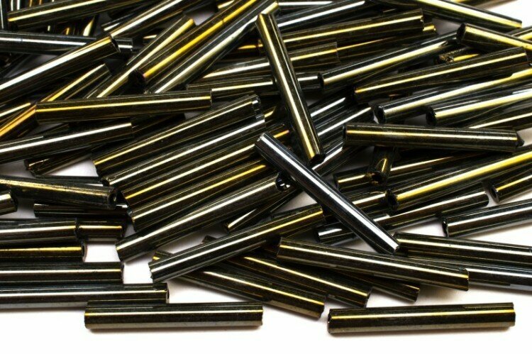 Бисер чешский PRECIOSA стеклярус 59115 20мм темно-бронзовый непрозрачный, 50г