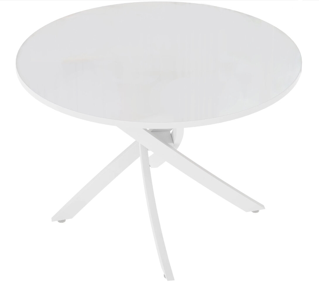 фото Стол дарио D100 Белый, стекло/ Черный каркас М-City