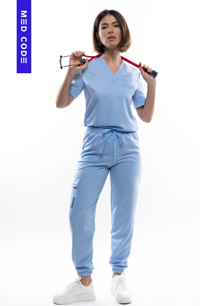 Медицинский костюм женский голубой цвет 46 р-р