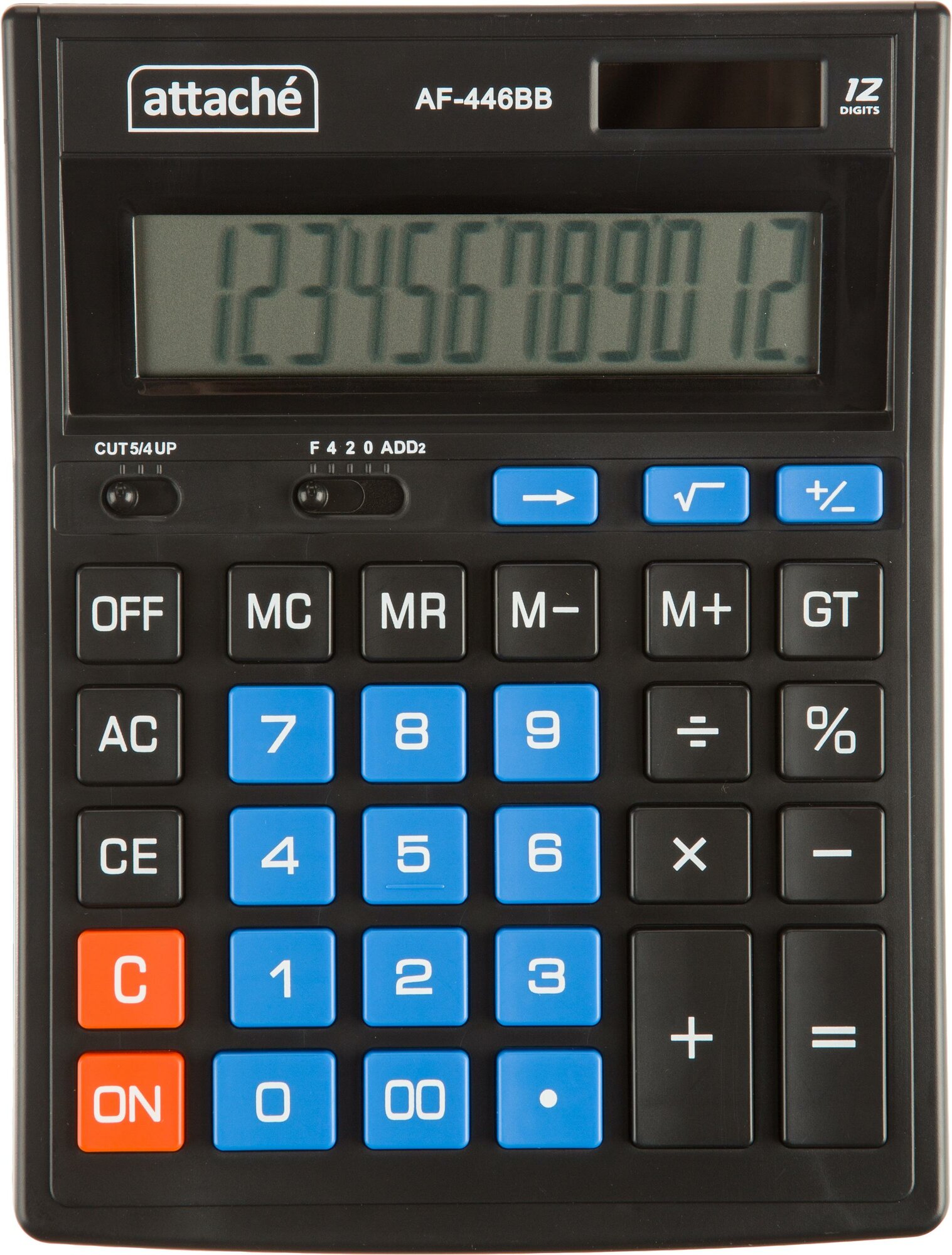 Калькулятор настольный полноразм Attache AF-446BB,12р, дв. п, ч/син,203x153x48