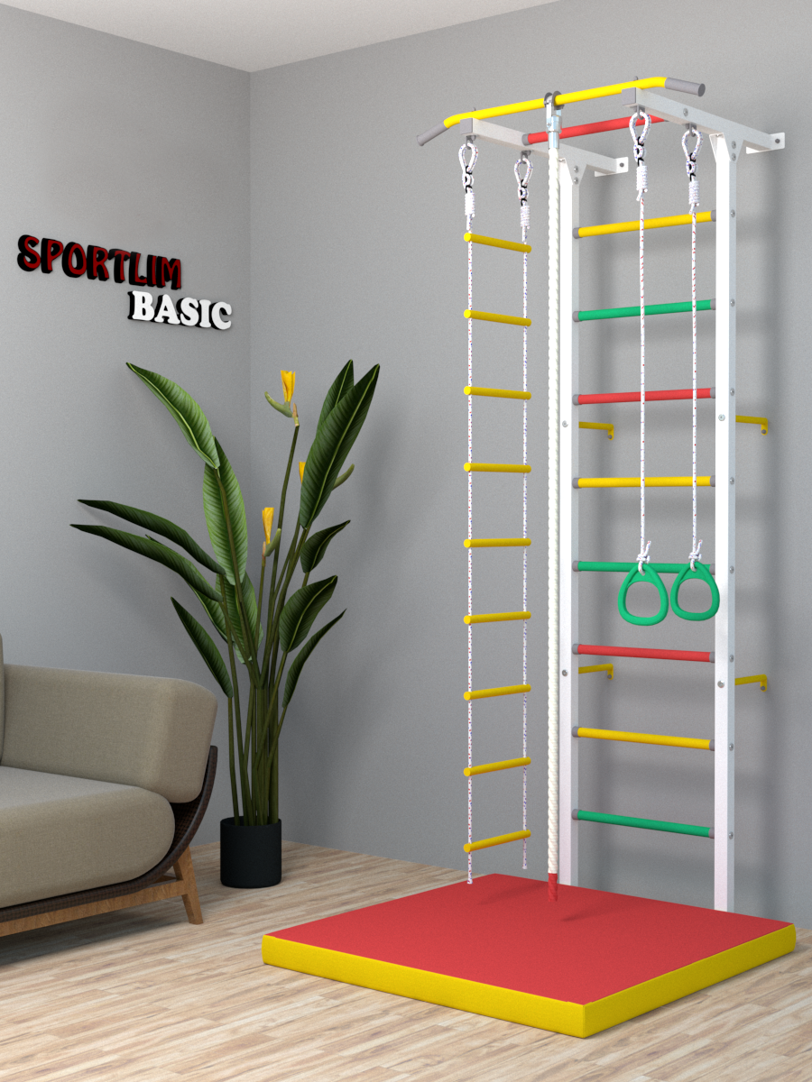 фото Детская Шведская стенка BASIC Бело-Серая