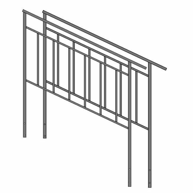 Перила "Лофт" к крыльцу 3 ступени - комплект 2 штуки