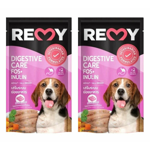 Корм влажный для взрослых собак REMY, курица с морковью и тыквой в желе, для улучшения пищеварения, 110 гр, 2 шт.