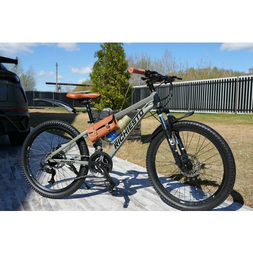 Велосипед RICHIESTO 24 Алюминиевая рама 14 Горный Для детей и подростков Спортивный Универсальный хаки с коричневым матовый 23990₽