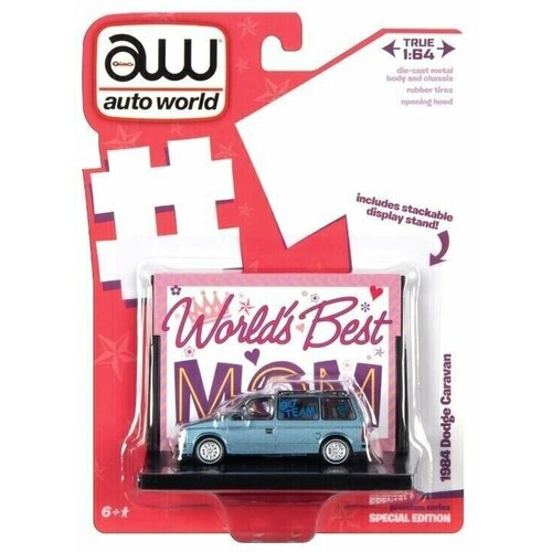 Модель коллекционная AUTO WORLD 1:64 Dodge Caravan 1984 Blue WORLD'S Best Mom