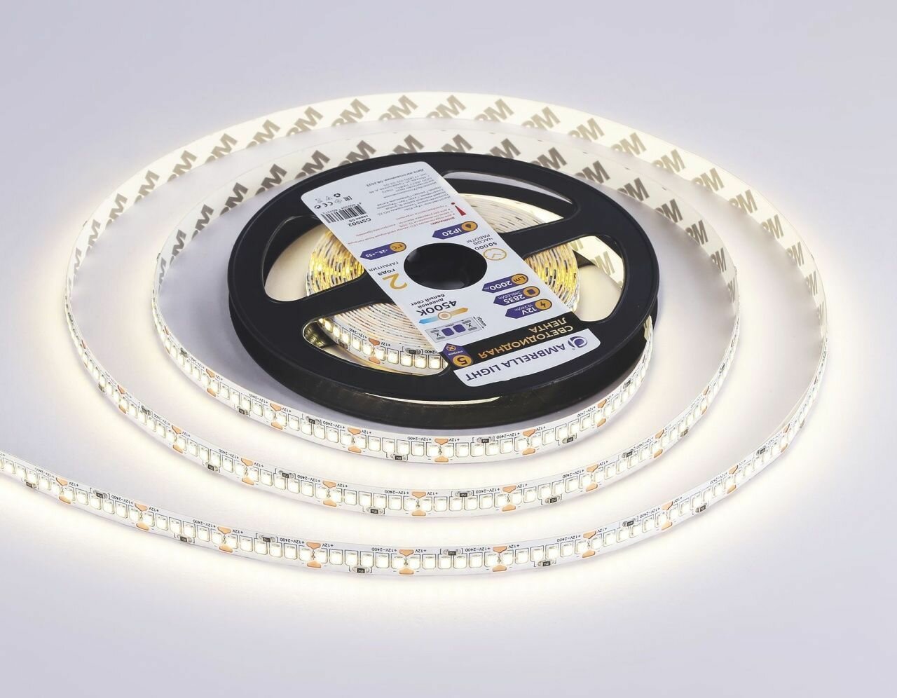 Светодиодная лента Ambrella Light GS1502 2835 240Led /19.2W m/12V IP20 4500K 5m/кратность резки 25mm