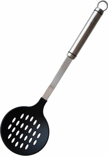 Шумовка INTESNA PREMIUM LIFE 35 см / Кухонная утварь из нержавеющей стали и термостойкого пищевого нейлона для антипригарной посуды — фото 1