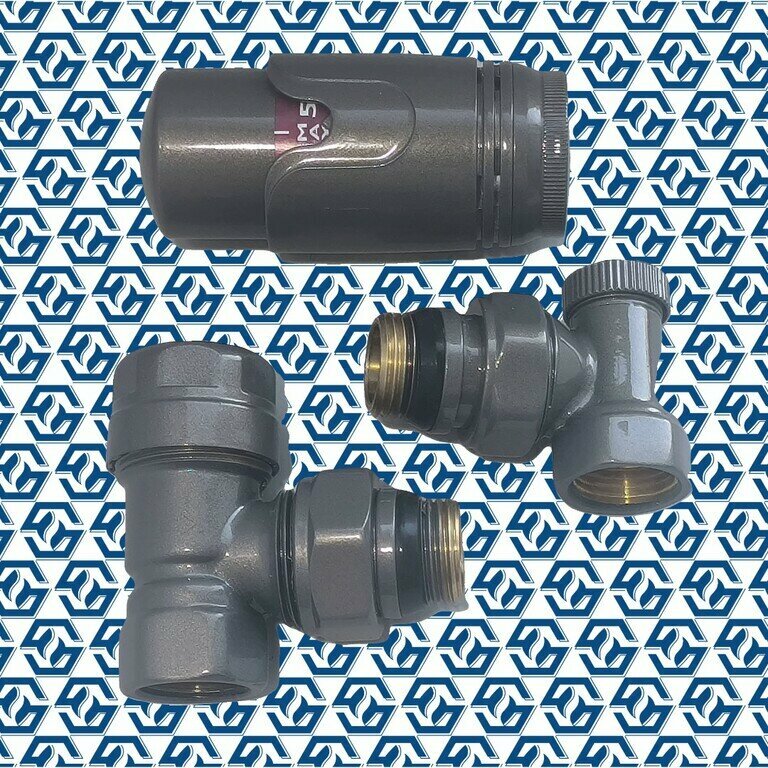 Комплект термостатический для радиатора   Group HS   угловой  подключение боковое или нижнее  цвет Technoline  термоголовка