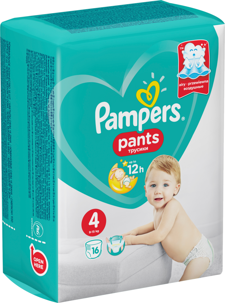 Подгузники-трусики детские PAMPERS Pants Maxi 4, 9–15кг, 16шт