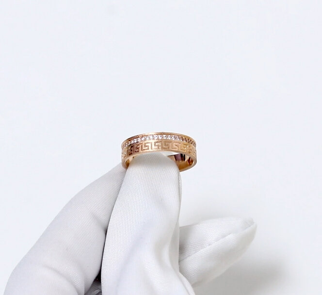 Кольцо обручальное Diamant online, красное золото, 585 проба, фианит