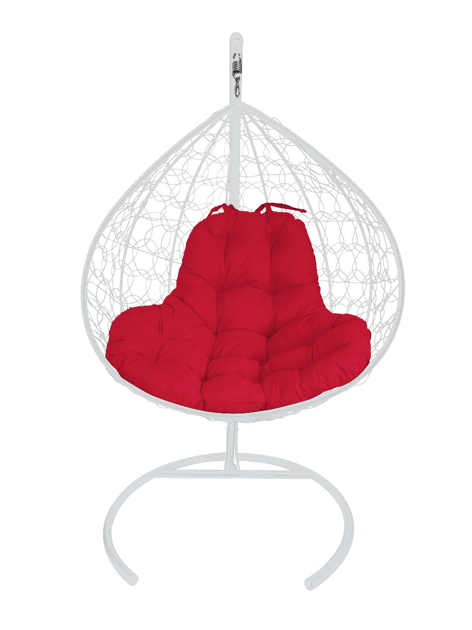 Подвесное кресло M-group XL с ротангом белое красная подушка