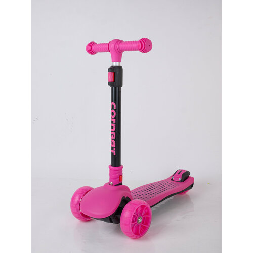 Самокат детский трехколесный Tech Team COMBAT pink / складной / светящиеся колеса /