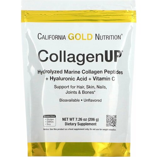 California Gold Nutrition CollagenUP 206g (пептиды гидролизованного морского коллагена + гиалуроновая кислота + витамин C)