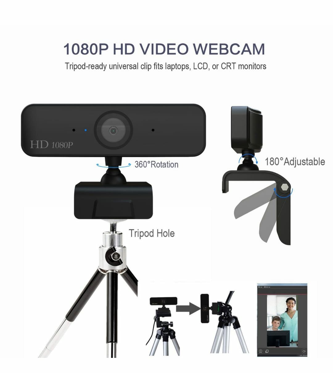 Веб-камера USB-камера Цифровая веб-камера Full HD 1080P с зажимом для микрофона