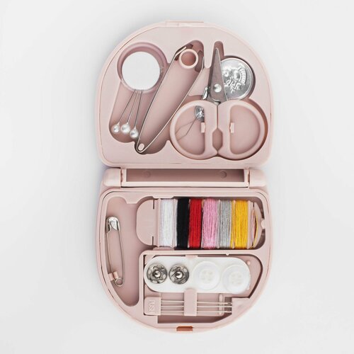 Набор для шитья и рукоделия 7х6 см 20 пр в футляре пластикметалл пудровый Thread 299₽