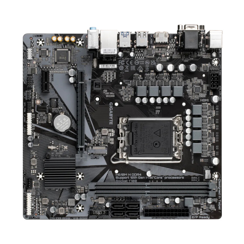 Материнская плата GIGABYTE H610M H (LGA1700/H610/2xDDR5/mATX/VGA, HDMI) (H610M H)