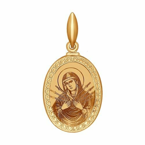 икона божья матерь семистрельная арт дми 120 Подвеска ЗлатаМира, красное золото, 585 проба