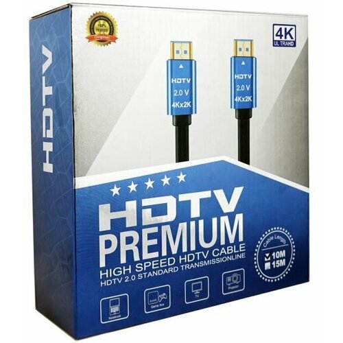 Кабель аудио-видео PREMIER 11237, HDMI (m) - HDMI (m) , ver 2.0, 10м, GOLD, черный