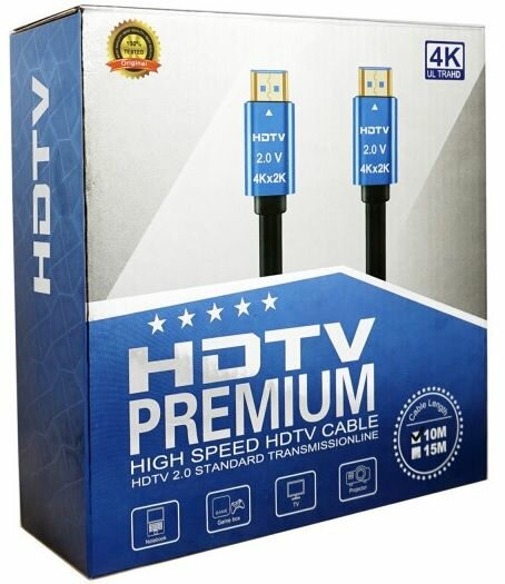 Кабель аудио-видео PREMIER 11237, HDMI (m) - HDMI (m) , ver 2.0, 10м, GOLD, черный