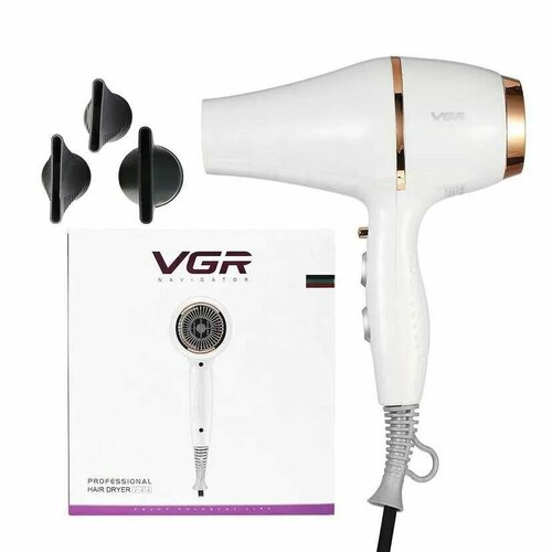 Фен для волос VGR V-414, белый фен щётка для укладки волос vgr v 559