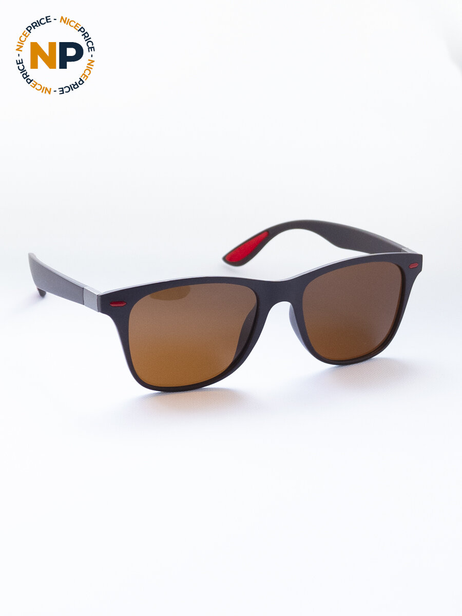 Солнцезащитные очки квадратные коричневые/красные коричневая линза