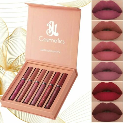 Подарочный набор жидких матовых помад для губ NJ Cosmetics