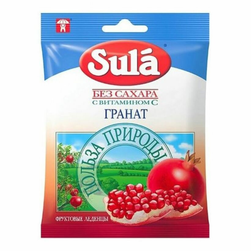 Леденцовая карамель Sula Гранат без сахара 60 г