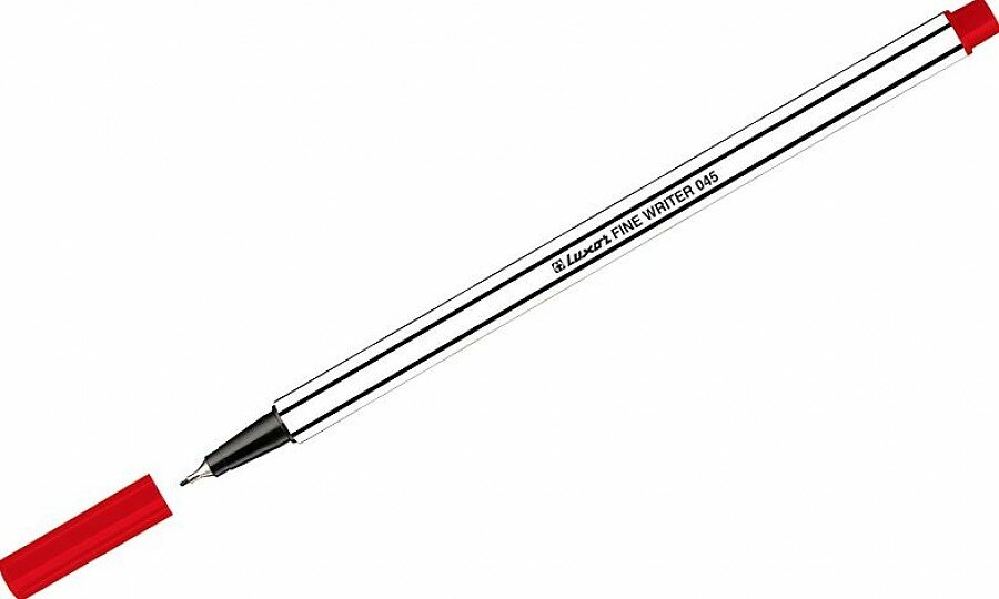 Ручка капиллярная 4 штуки Luxor "Fine Writer 045" красная, 0,8мм