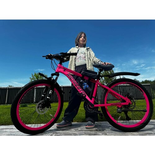 Велосипед горный RICHIESTO 24 Подростковый Детский модель 2024 года розовый 24500₽