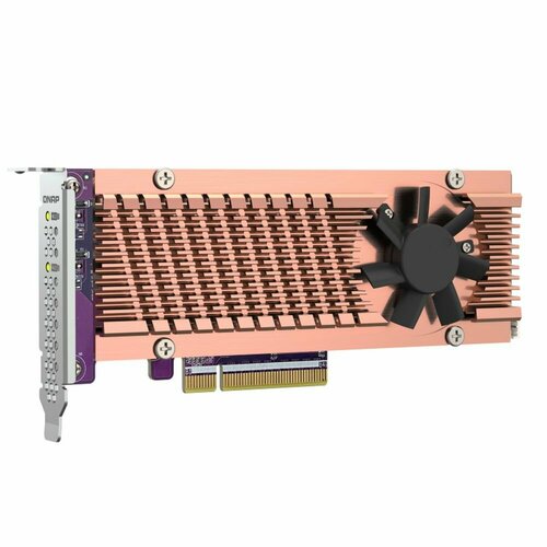 QNAP Райзер-карта QNAP QM2-2P-384A Карта расширения 2 слота M.2 22110/2280 NVMe SSD. Интерфейс PCIe Gen3 x8. QM2-2P-384A