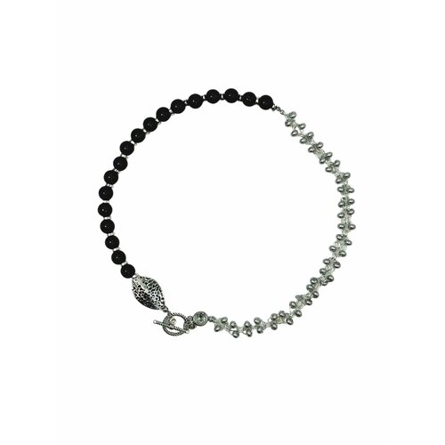 Колье Piperita, длина 50 см, серебряный, черный