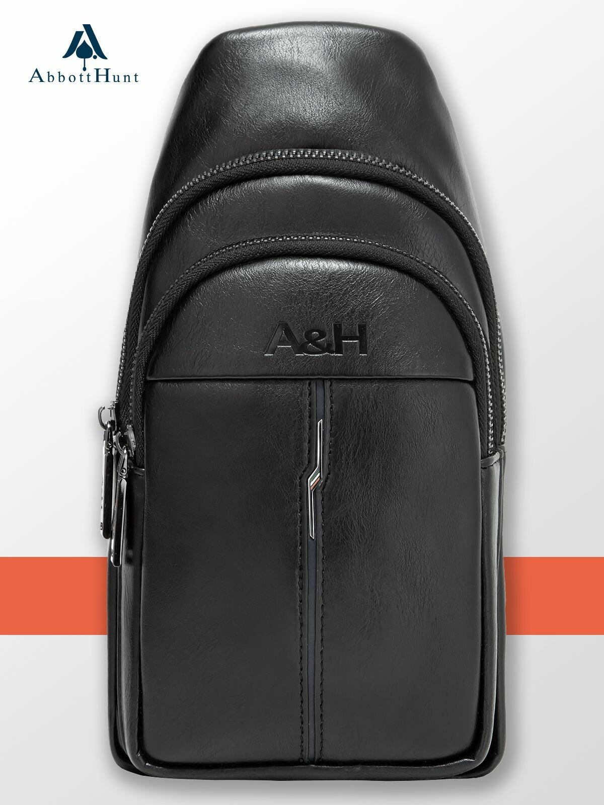 Рюкзак слинг Abbotthunt, фактура гладкая, черный — фото 1