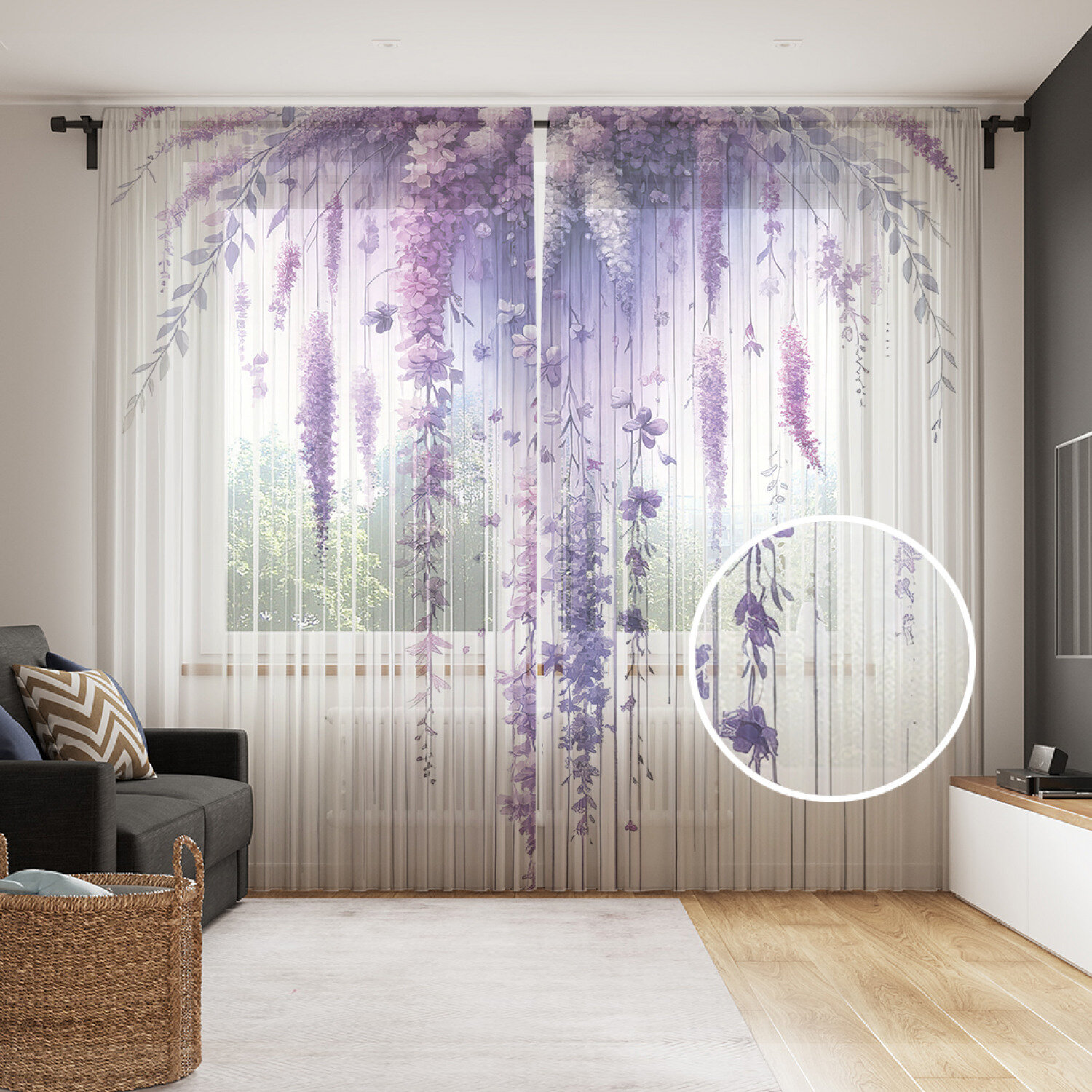 Тюль фототюль длинный JoyArty 