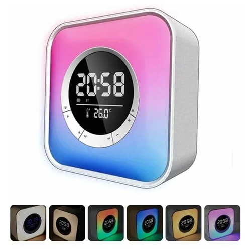 Портативная колонка ночник будильник KISONLI Q6A RGB подсветка цвет белый 260000₽