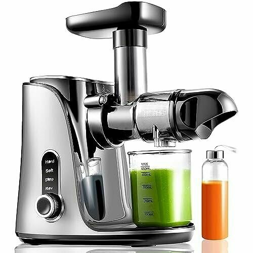Соковыжималка Amzchef Медленная соковыжималка Мощная соковыжималка для фруктов и овощей с 2 скоростными режимами 2 дорожными бутылками 500 мл светодиодным индикатором щеткой для чистки и тихим двигателем серый класс энергопотребления A 3236900₽