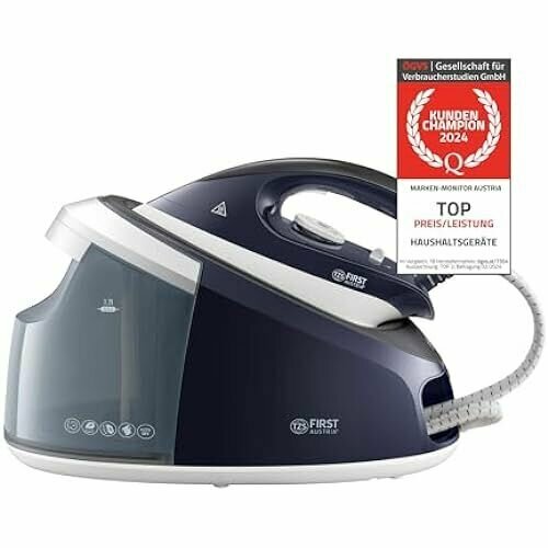 Паровой утюг TZS First Austria паровая станция с резервуаром для воды объемом 17 л функцией удаления накипи 6 бар макс 3000 Вт автоматическая самоочистка благодаря функции вертикального отпаривания идеально подходит для рубашек 2967800₽