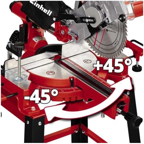 Пила торцовочная Einhell tc-sm 2531/2 u, 1900 вт, 254x30 мм, пропил 310x70 мм, со станиной - фото №5