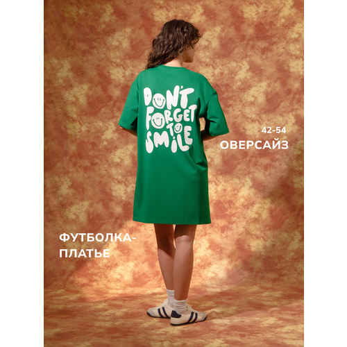 фото Туника monogamy платье-футболка "гавайи", 1 шт., размер 46, зeлeный