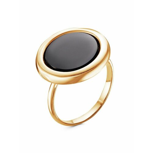 Кольцо ZLATBERRY, серебро, 925 проба, агат синтетический, размер 20.5, черный/золотой