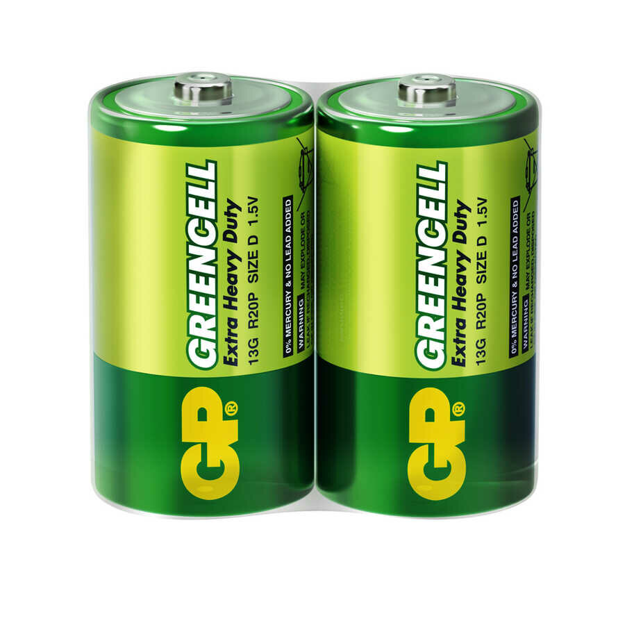 Батарейка GP Greencell D (R20) солевая 2 штуки в упаковке