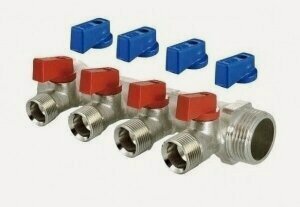 Изображение товара Коллектор с шаровыми кранами на 4 выхода 3/4 на 1/2, гребенка для водоснабжения и отопления