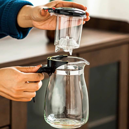 Чайник заварочный стеклянный с кнопкой Гунфу, типод 900мл